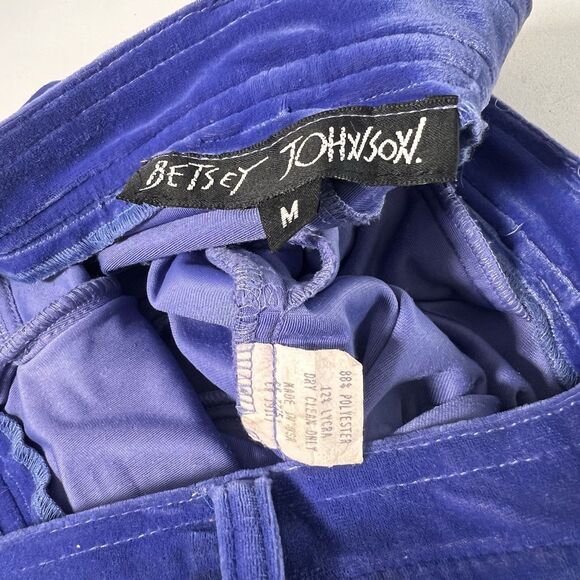 Vintage Betsy Johnson Pants Womens M Purple Velvet Low Rise Retro - Picture 3 of 8